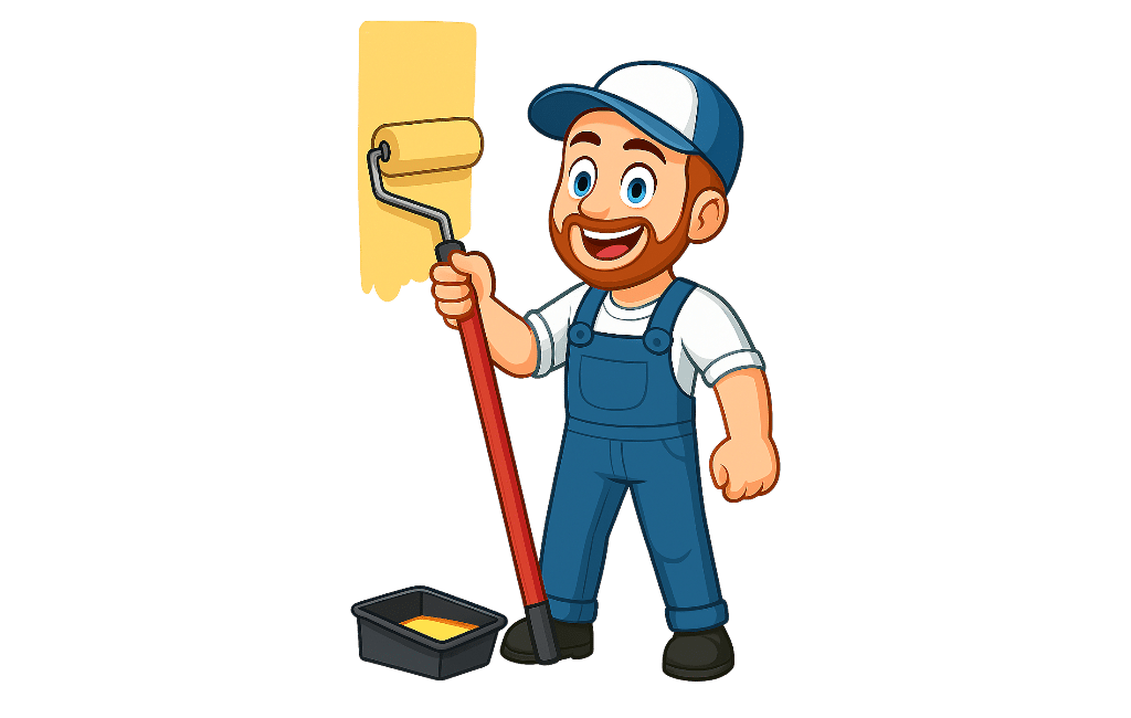 Maalausliikkeen maalari Riihimäellä maalaamassa seinää